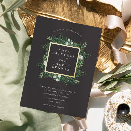 Greenhouse | Botanische Hochzeit in elegantem Wass Folieneinladung