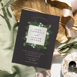 Greenhouse | Botanische Hochzeit in elegantem Wass Folieneinladung