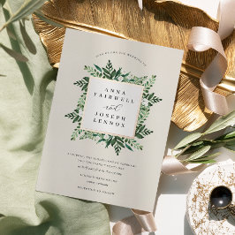 Greenhouse | Botanische Hochzeit in elegantem Wass Folieneinladung