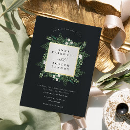 Greenhouse | Botanische Hochzeit in elegantem Wass Folieneinladung