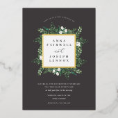 Greenhouse | Botanische Hochzeit in elegantem Wass Folieneinladung (Vorderseite)