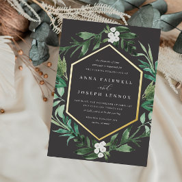 Greenhouse | Botanische Hochzeit mit Wasserfarbe Folieneinladung