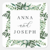 Greenhouse | Botanische Hochzeit mit Wasserfarbe Quadratischer Aufkleber (Vorderseite)