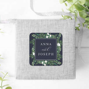 Greenhouse   Botanische Hochzeit mit Wasserfarbe Quadratischer Aufkleber