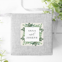 Greenhouse | Botanische Hochzeit mit Wasserfarbe Quadratischer Aufkleber