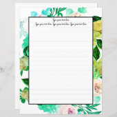 Greenie Magnolia Floral Writing Paper (Vorne/Hinten)