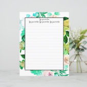 Greenie Magnolia Floral Writing Paper (Stehend Vorderseite)