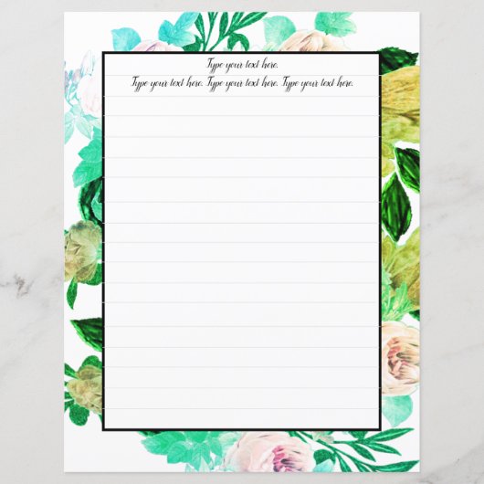Greenie Magnolia Floral Writing Paper (Vorderseite)
