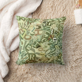 Greenish Alphabet Pillow Kissen