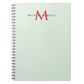 Greenish Gray & Red Monogram Modern Minimalistisch Notizblock (Vorderseite)