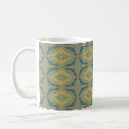 Greenish Retro Vintage Pattern Kaffeetasse (Links)