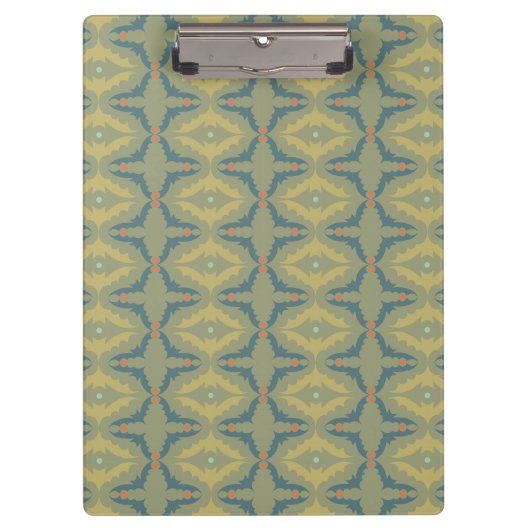 Greenish Retro Vintage Pattern Klemmbrett (Vorderseite)