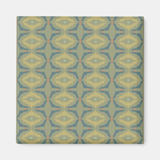 Greenish Retro Vintage Pattern Magnet (Vorne)