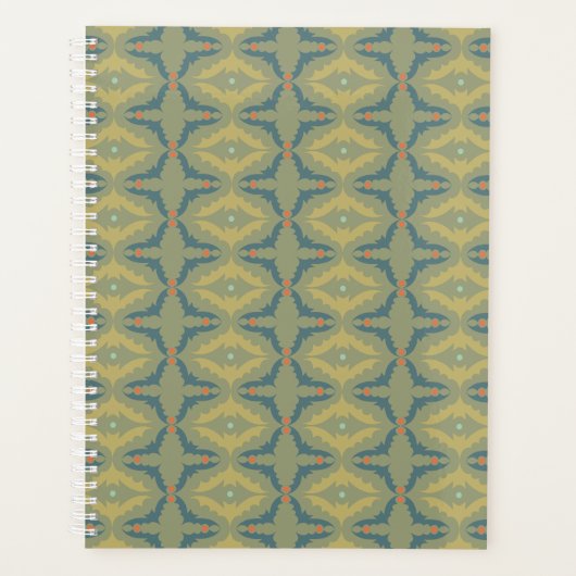 Greenish Retro Vintage Pattern Planer (Vorderseite)
