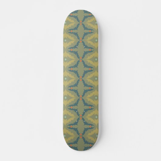 Greenish Retro Vintage Pattern Skateboard (Vorne)