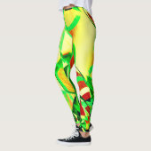 Greenish streaks on red, drizzled image leggings (Links)