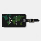Greenish World Map International Travel Custom Gepäckanhänger (Vorderseite horizontal)