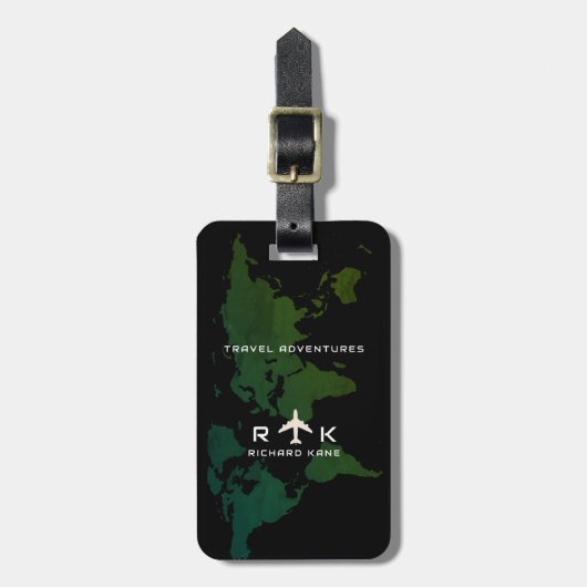 Greenish World Map International Travel Custom Gepäckanhänger (Vorderseite vertikal)