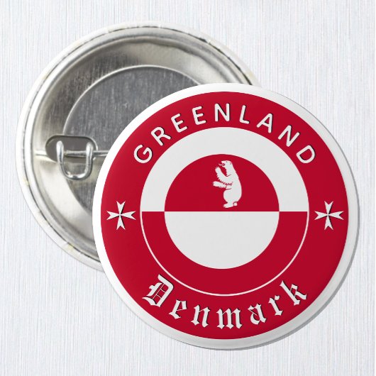 Greenland Button, Polar Bear, Greenland Flag Button