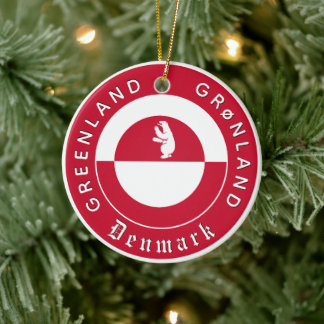 Greenland Ornament, Bear, travel, Greenland Flag Keramik Ornament