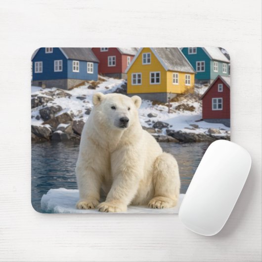 Greenland Polar Bear On an Ice Floe Mousepad (Mit Mouse)