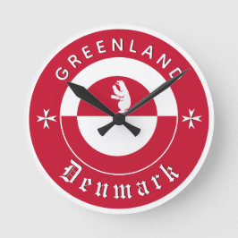 Greenland Wall Clock, Bear, Greenland Flag Runde Wanduhr