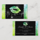 GreenLipstick Makeup Lips eleganter Luxus Visitenkarte (Vorne/Hinten)