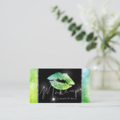 GreenLipstick Makeup Lips eleganter Luxus Visitenkarte (Stehend Vorderseite)