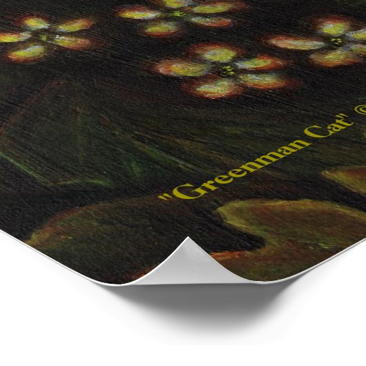 Greenman Black Cat Nature Forest Art Poster (Ecke)