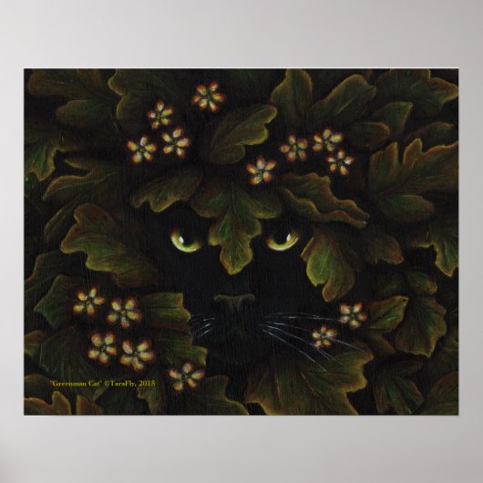 Greenman Black Cat Nature Forest Art Poster (Vorne)