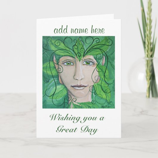 Greenman Greeting Card, Wood Nymph, Sprite Karte (Vorderseite)