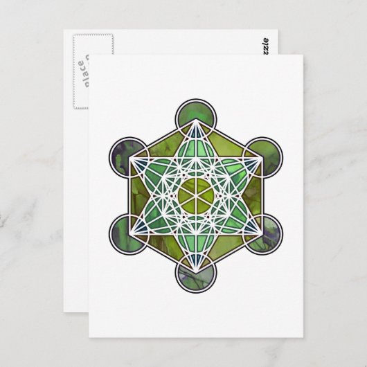 GreenMetatronCube Postkarte (Vorne/Hinten)