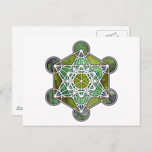GreenMetatronCube Postkarte (Vorne/Hinten)