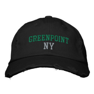 GREENPOINT NY Green auf Vintagem Schwarz-Stil Bestickte Baseballkappe