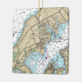 Greenport NY Nautical Chart Christmas Keramikornament (Links)