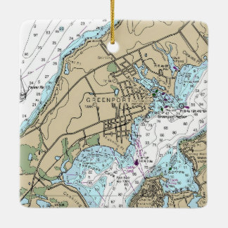 Greenport NY Nautical Chart Christmas Keramikornament