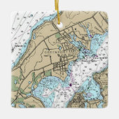 Greenport NY Nautical Chart Christmas Keramikornament (Vorderseite)