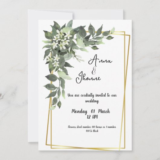 Greenry Green Blume Card Einladung zur Hochzeit (Vorderseite)