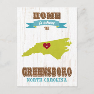 Greensboro, North Carolina Map - Zuhause ist der O Postkarte