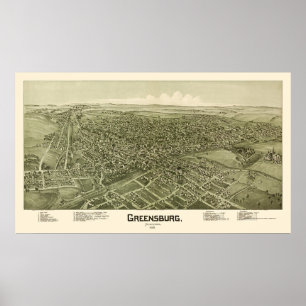 Greensburg, panoramische Karte PAs - 1901 Poster