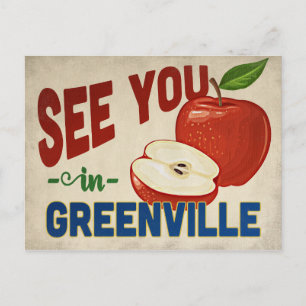 Greenville North Carolina Apple - Vintage Travel Postkarte