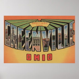 Greenville, Ohio - große Buchstabe-Szenen Poster