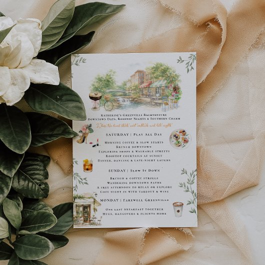 Greenville SC Bachelorette Weekend Itinerary Einladung