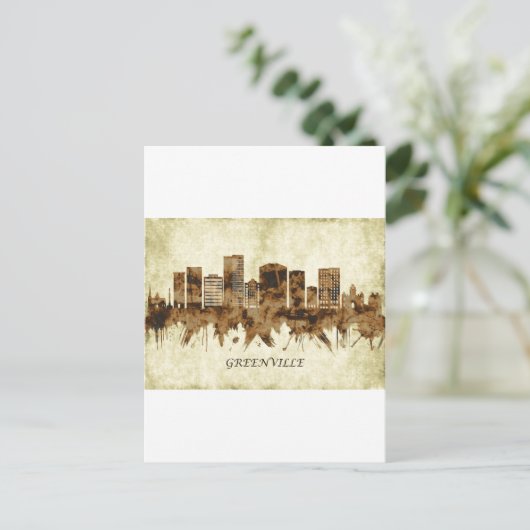 Greenville South Carolina Cityscape Einladungspostkarte (Stehend Vorderseite)