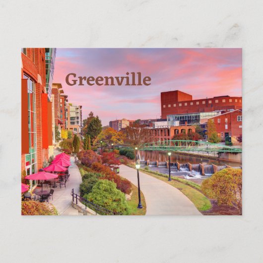 Greenville, South Carolina, Fall Sunset, Downtown Postkarte (Vorderseite)