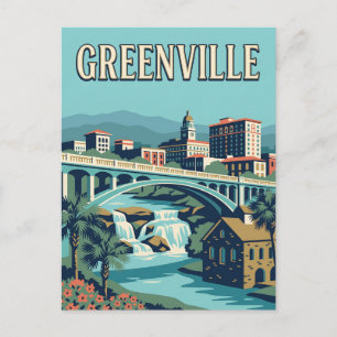 Greenville South Carolina Falls Vintage Poster Postkarte