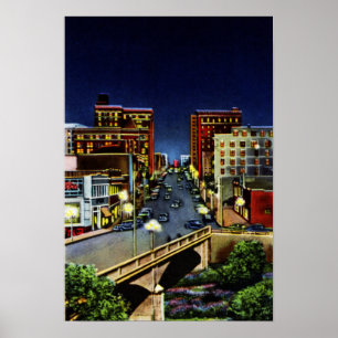 Greenville South Carolina in der Nacht Poster