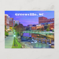 Greenville South Carolina Reedy River bei Nacht