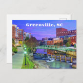Greenville South Carolina Reedy River bei Nacht Postkarte (Vorne/Hinten)