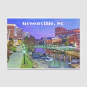 Greenville South Carolina Reedy River bei Nacht Seidenpapier